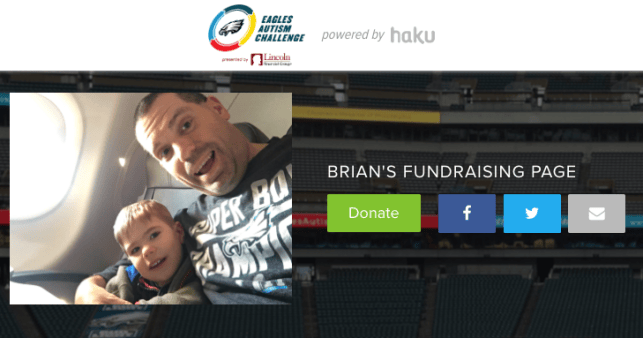 Donate to my Eagles Autism Challenge efforts